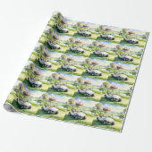Golf Easter holiday with golf cart and easter eggs Geschenkpapier (Ungerollt)