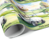 Golf Easter holiday with golf cart and easter eggs Geschenkpapier (Rolleneckpunkt)