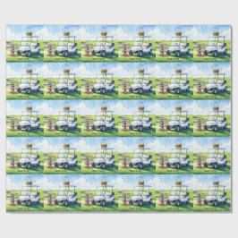 Golf Easter holiday with golf cart and easter eggs Geschenkpapier