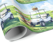 Golf Easter holiday with golf cart and easter eggs Geschenkpapier (Rolleneckpunkt)