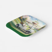 Golf Easter holiday with golf cart and easter eggs Pappteller (Gewinkelt)