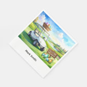 Golf easter holiday with golf cart and easter eggs serviette (Ecke)