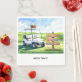 Golf easter holiday with golf cart and easter eggs serviette (Beispiel)