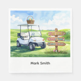 Golf easter holiday with golf cart and easter eggs serviette