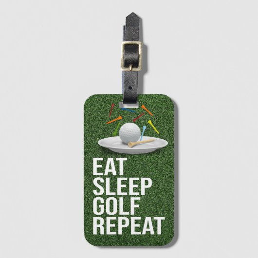 Golf Eat Sleep Golf Wiederholung mit Putter und Ba Gepäckanhänger (Vorderseite Vertikal)
