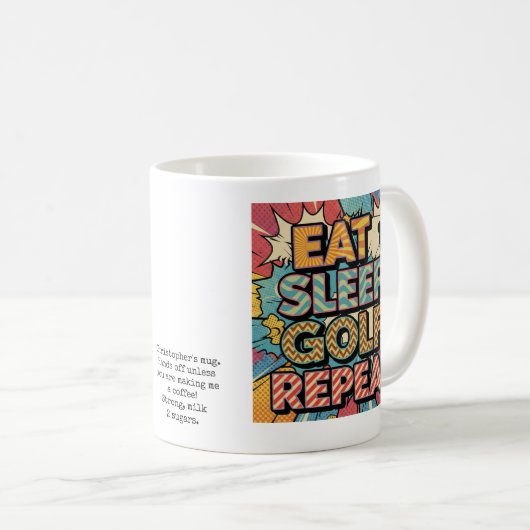 Golf Eat Sleep Repeat Pop Art Personalized Kaffeetasse (VorderseiteRechts)