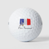 Golf Eiffel Turm mit französischer Goldflagge Fran Golfball (Vorderseite)