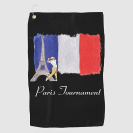 Golf Eiffel Turm mit französischer Goldflagge Fran Golfhandtuch
