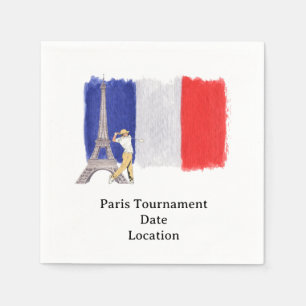 Golf Eiffel Turm mit französischer Goldflagge Fran Serviette