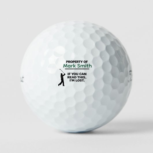 Golf-Eigentum des Golfers, der den Ball mit Namen (Vorderseite)