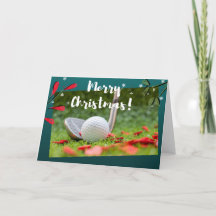 Golf-Eisen und Kugel auf grüne Weihnachten