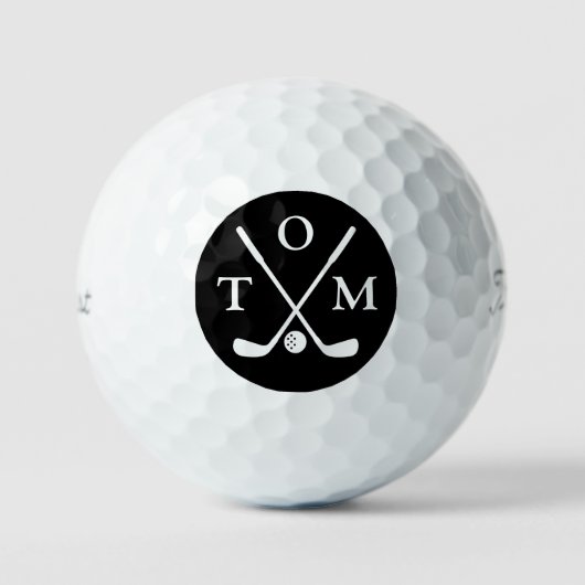 Golf Elegant Modern Monogram Typography Name Golfball (Vorderseite)