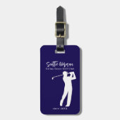 Golf Eleganter Golfer Blaues Gepäckanhänger (Vorderseite vertikal)