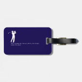 Golf Eleganter Golfer Blaues Gepäckanhänger (Rückseite horizontal)