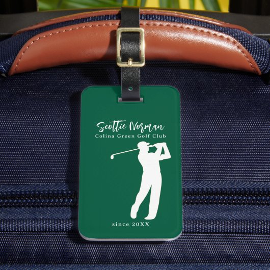 Golf Eleganter Golfer Grünes Gepäckanhänger (Vorderseite Insitu 2)