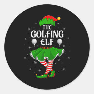 Golf-Elf-Weihnachten-Familie-Mädchen-Frauen-Elf-Tr Runder Aufkleber