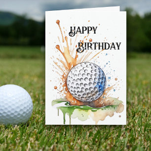 Golf-Enthusiasten Wasserfarben-Kunst Geburtstag  Karte