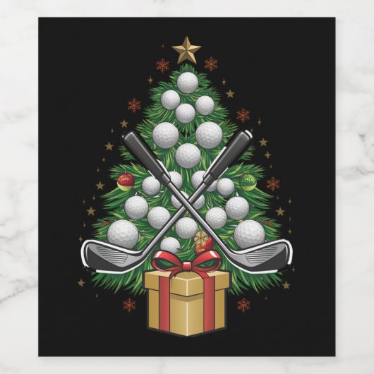Golf Equipment Christmas Tree Christmas Golf Weinetikett (Einzelnes Label)