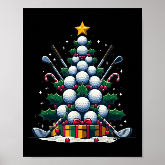 Golf Equipment Christmas Tree Weihnachtsbaum Golfe Poster (Vorne)