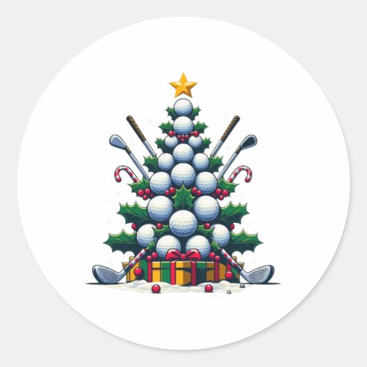 Golf Equipment Christmas Tree Weihnachtsbaum Golfe Runder Aufkleber (Vorderseite)
