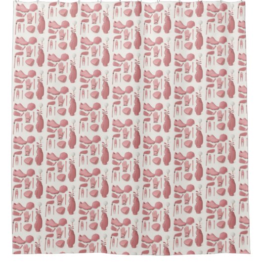 Golf Equipment für Lady Golfer pink thematisch Duschvorhang (Vorderseite)