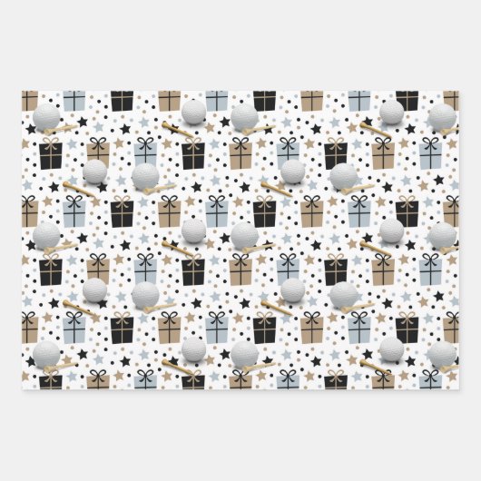 Golf Equipment on Christmas Graphic Background Geschenkpapier Set (Vorderseite 3)