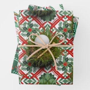 Golf Equipment on Christmas themed Geschenkpapier Set