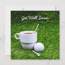 Golf erholen sich mit einer Tasse Tee und einem Go