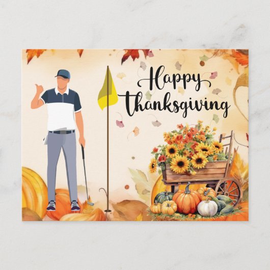 Golf Erntedank Herbstgruss Gruß für Golfer Postkarte (Vorderseite)