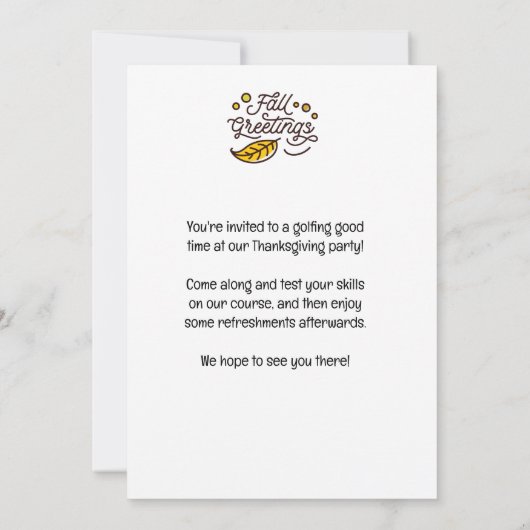 Golf Erntedank Party Herbstgolfplatz Einladung (Rückseite)