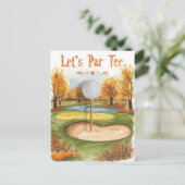 Golf Erntedank Party Herbstgolfplatz Postkarte (Stehend Vorderseite)