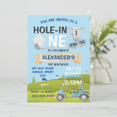 Golf Erster 1. Geburtstag Party Einladung (Stehend Vorderseite)