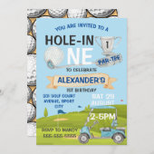 Golf Erster 1. Geburtstag Party Einladung (Vorne/Hinten)