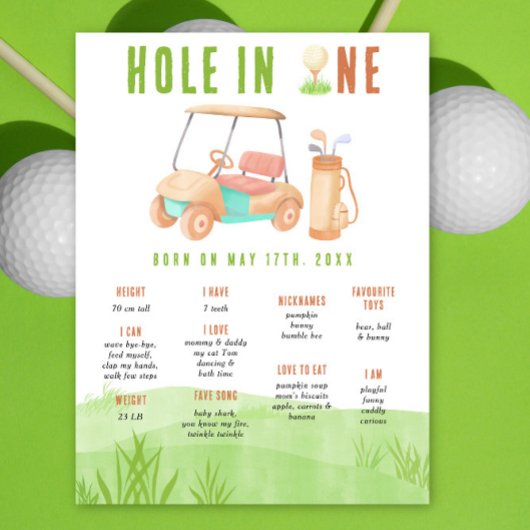 Golf Erster Geburtstag Meilenstein Geburtstag Poster