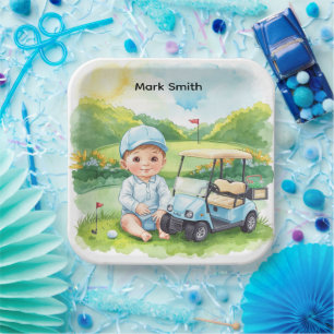 Golf Es ist ein Junge Baby Shower Papierplatten  Pappteller