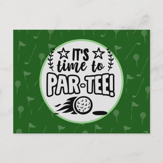 Golf es ist Zeit, Golf par T Golf Party auf Grün Postkarte (Vorderseite)