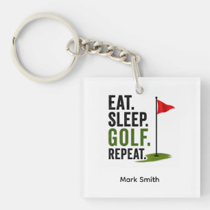 Golf Essen Schlafen Golf Wiederholen Schlüsselanhänger