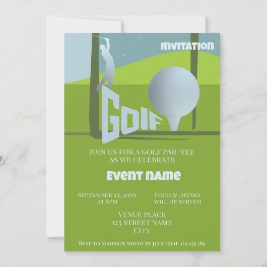 Golf-Event par-tee Golfen Einladung (Vorderseite)