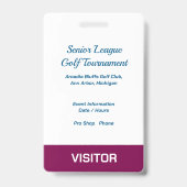 Golf Event Security Badge – Security & Access Pass Ausweis (Rückseite)