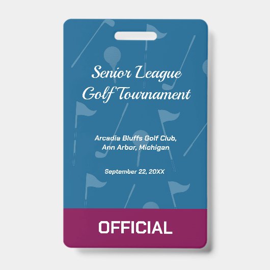 Golf Event Security Badge – Security & Access Pass Ausweis (Vorderseite)