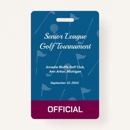 Golf Event Security Badge – Security & Access Pass Ausweis (Vorderseite)