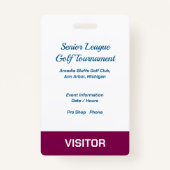 Golf Event Security Badge – Security & Access Pass Ausweis (Rückseite)
