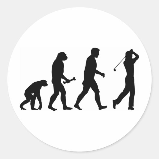 Golf-Evolution Runder Aufkleber (Vorderseite)