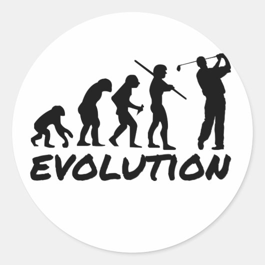 Golf-Evolution Runder Aufkleber (Vorderseite)