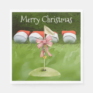 Golf Fahne Weihnachten mit vielen Ball Golfer Serviette