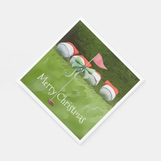 Golf Fahne Weihnachten mit vielen Ball Golfer Serviette (Ecke)