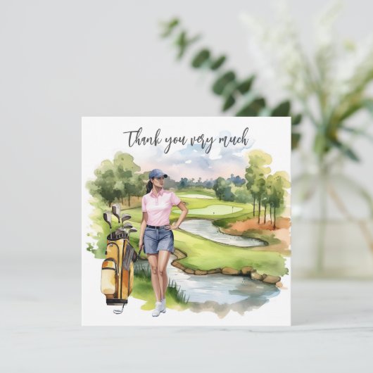 Golf Fairway Dankbarkeit: Danke Karte (Stehend Vorderseite)