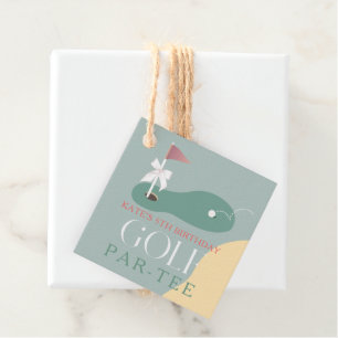 Golf Fairway Rosa Flagge Schleife Mädchen-Geburtst Geschenkanhänger