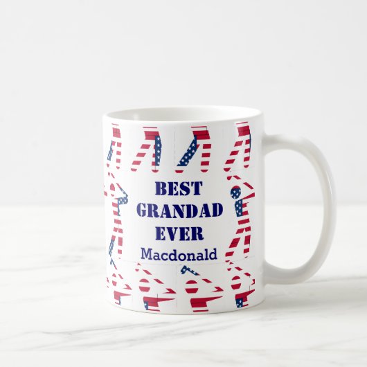 GOLF FAN Best Grandad jemals Personalisiert USA Fl Kaffeetasse (Rechts)