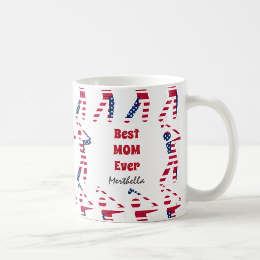 GOLF FAN Beste MAMA je Personalisierte USA-Flagge Kaffeetasse (Rechts)